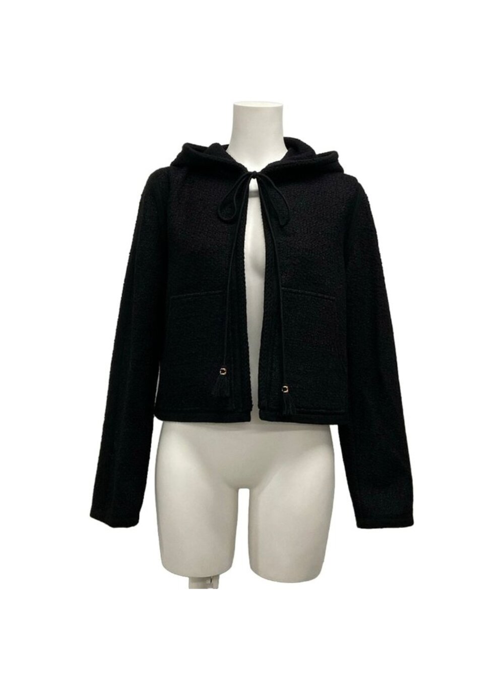 Celine Poncho 36 S Black Winter Cotton Wool Cape